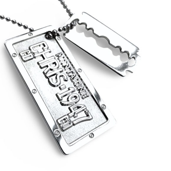 Vintage Dior John Galliano Silver Logo Ball Chain Razor Blade Dog Tag Necklace - Picture 12 of 16